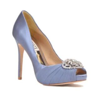 Badgley Mischka Desi Peep Toe Pump Heels Blue Haze Size 6 – Old Hollywood Glam